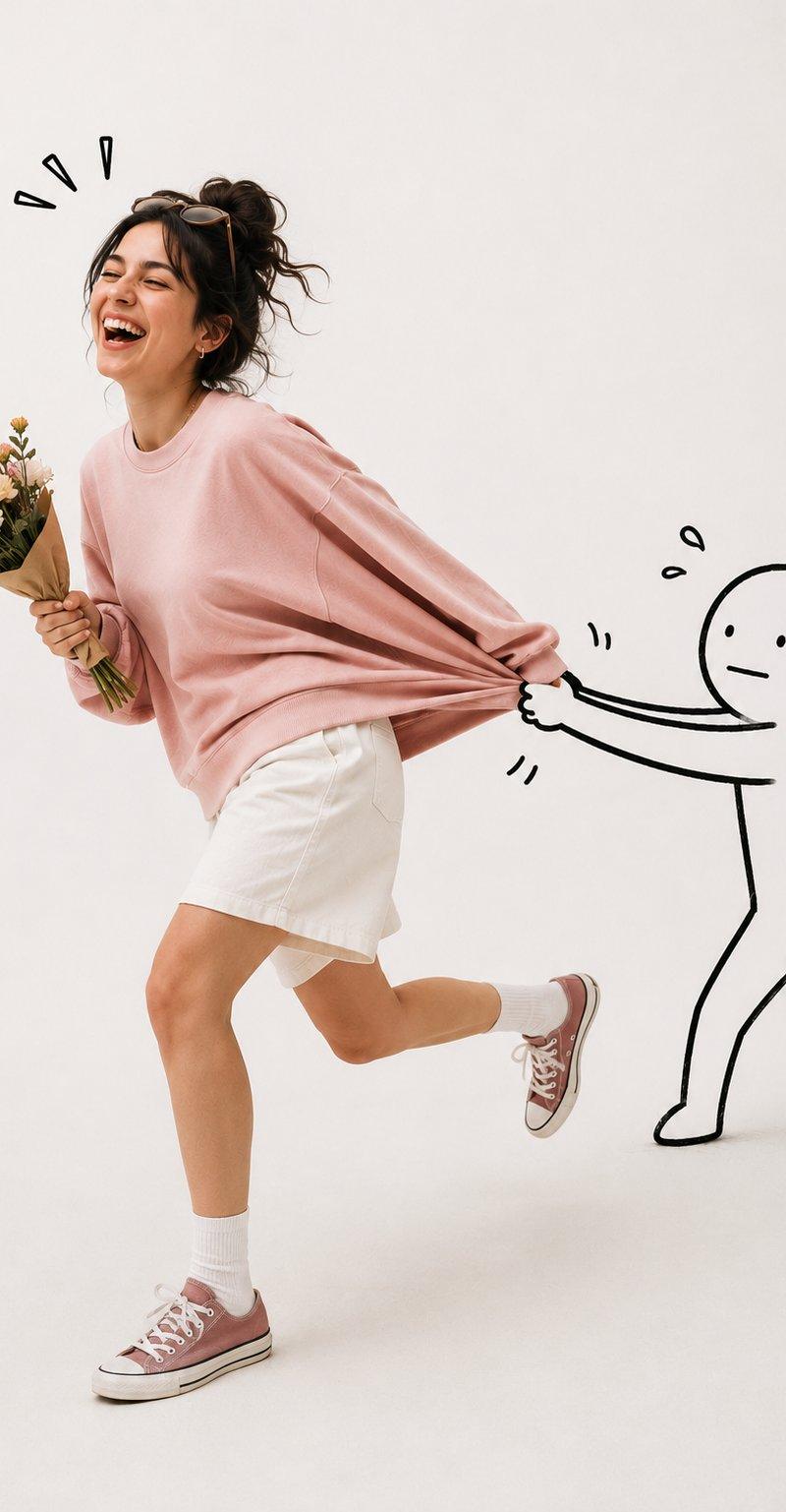超写实涂鸦互动蓝发女孩时尚摄影