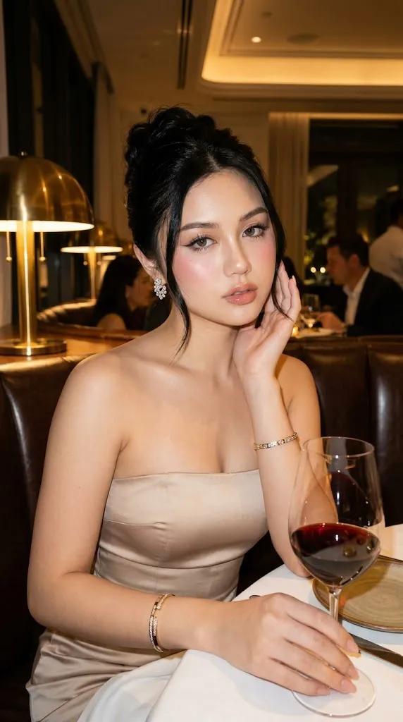 奢华餐厅优雅女性人像摄影