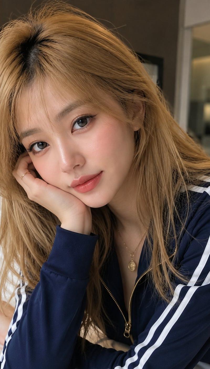 室内近景唯美金发日本女性肖像