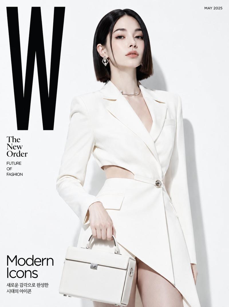 极简主义白色建筑感韩系女性杂志封面