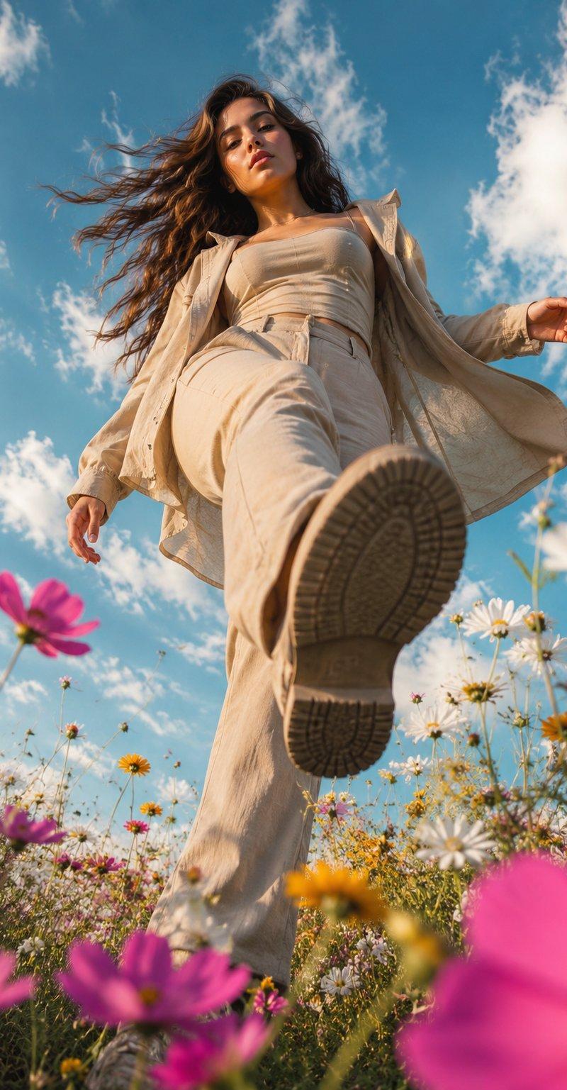花海时尚女性极低虫眼视角仰拍