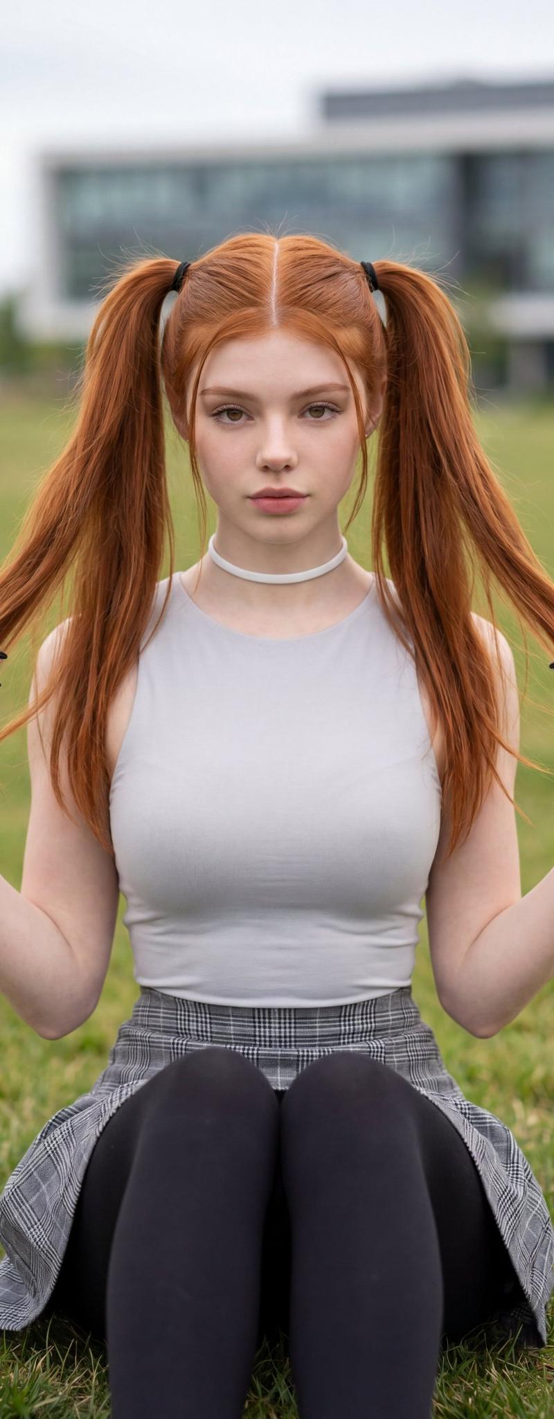 户外超写实双马尾红发女子人像