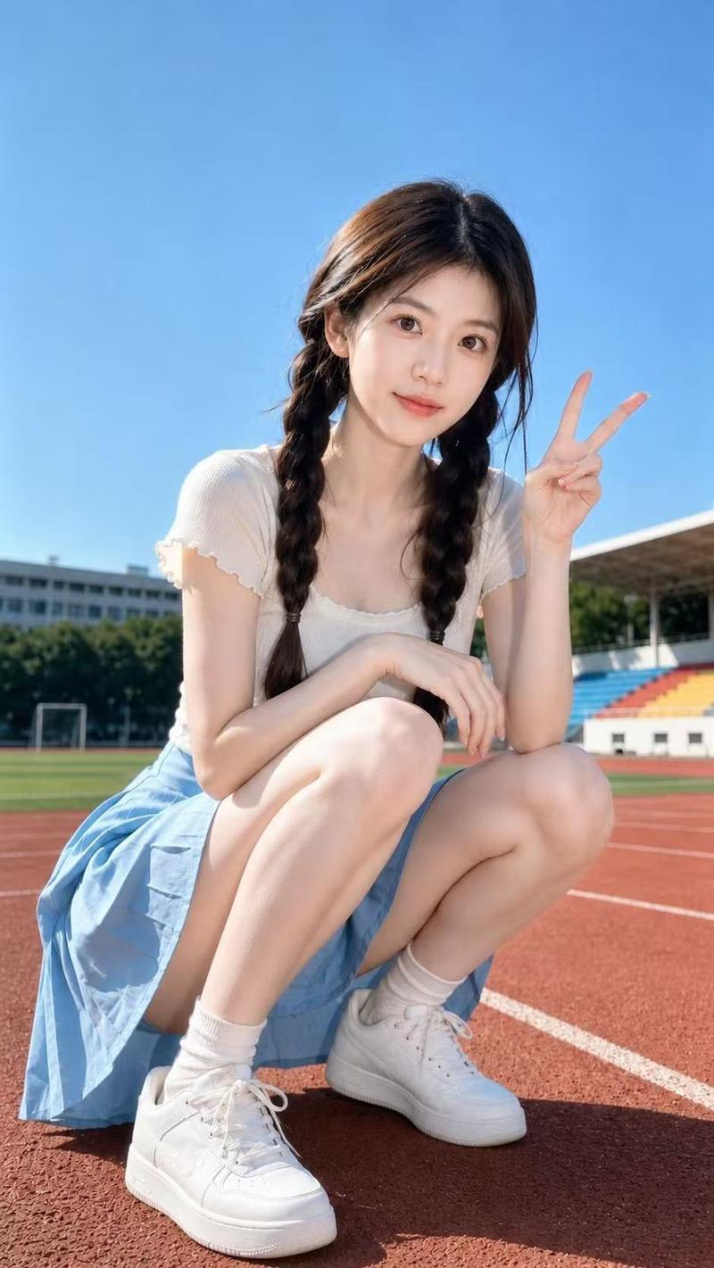 阳光校园体育场写实人像摄影
