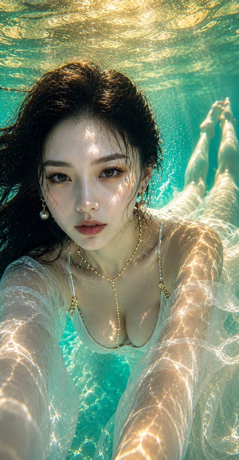 超写实电影感东亚女性水下高级人像