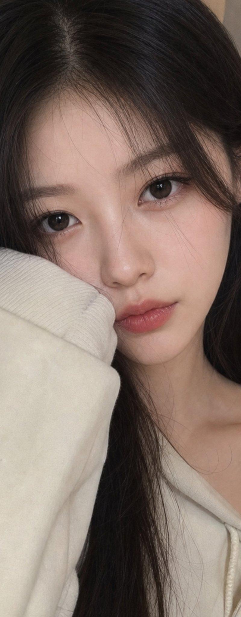 冬日慵懒氛围感少女手机自拍人像