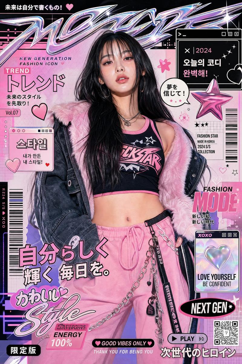 极具风格化的亚洲女性奢侈时尚Y2K海报