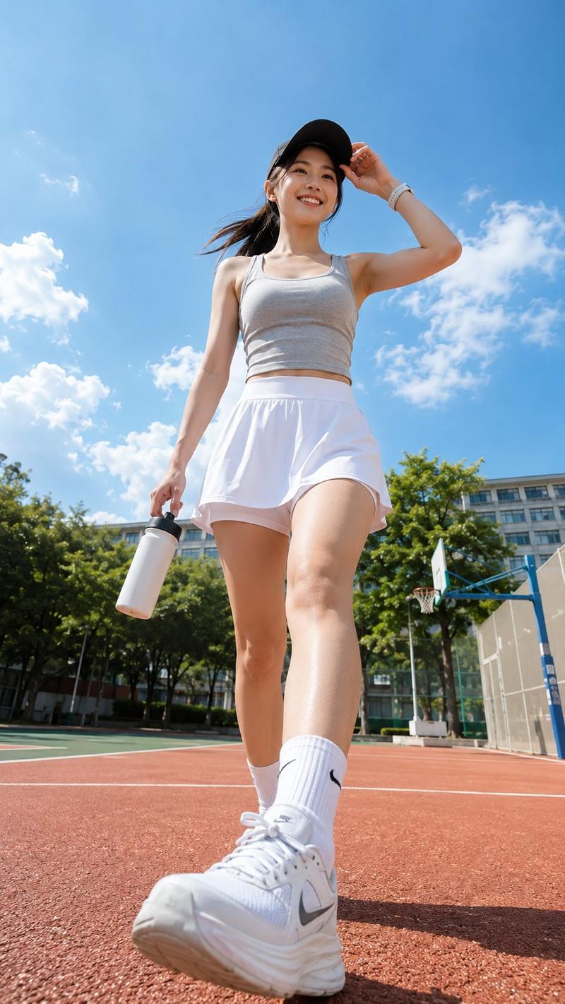 超高清校园仰拍东亚女大生写真