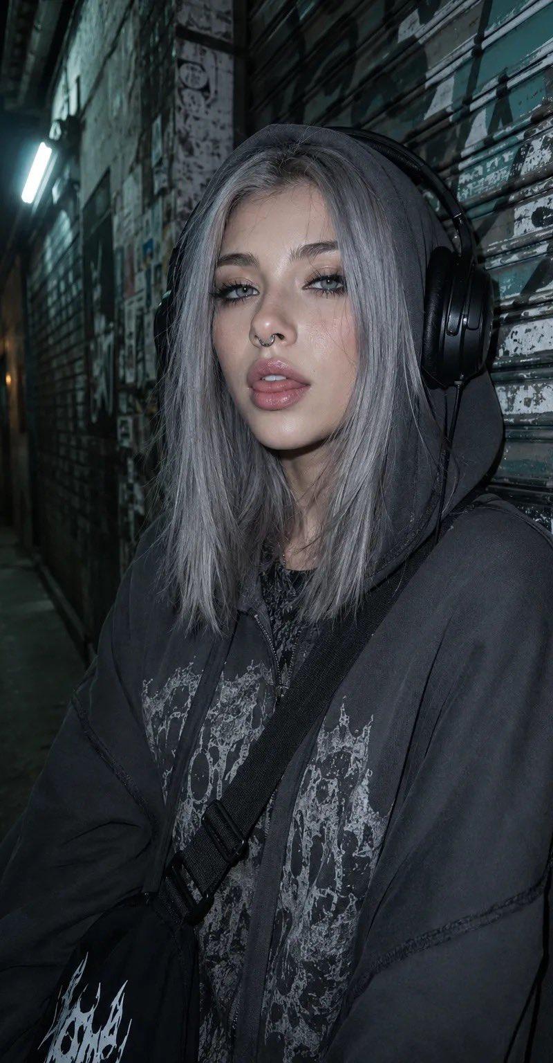胶片感深夜都市废土风少女摄影