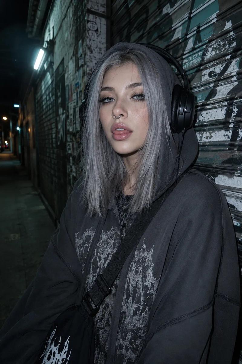 胶片感深夜都市废土风少女摄影