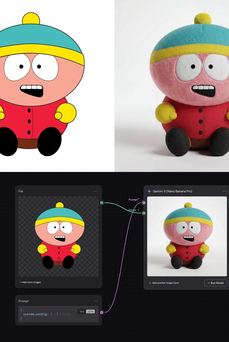 矢量图转8K超逼真3D毛绒公仔物理模拟