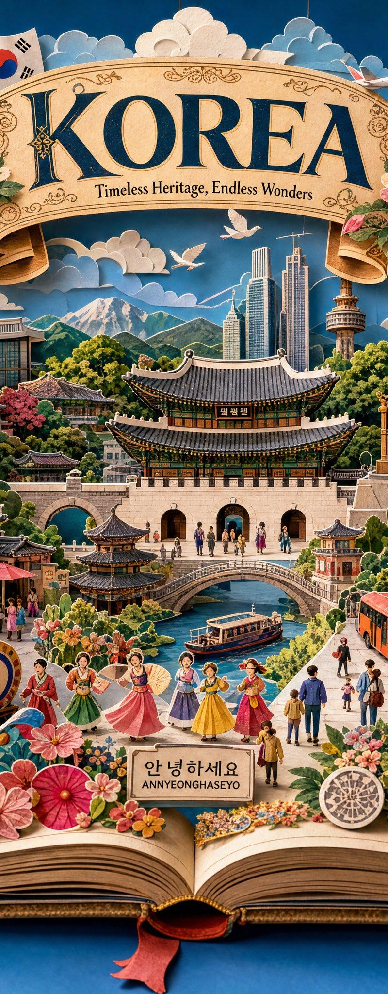 复古纸艺立体书目的地微缩景观