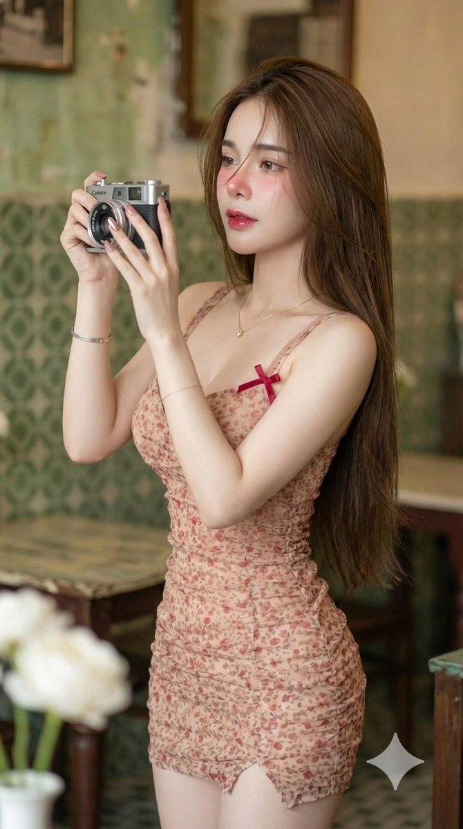 复古相机少女柔光写真