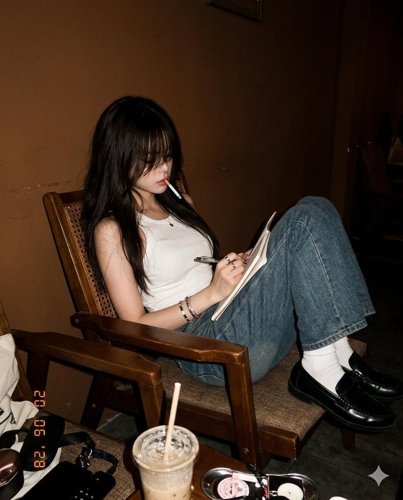 深夜复古卡片机抓拍质感女性人像