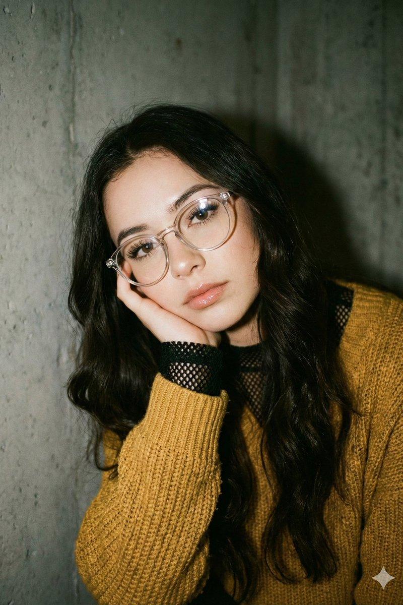 暖调光影下的慵懒针织衫少女
