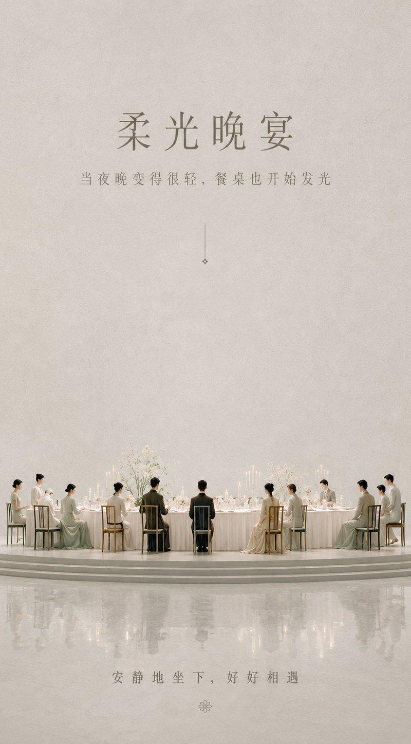 白色晚宴极简艺术海报