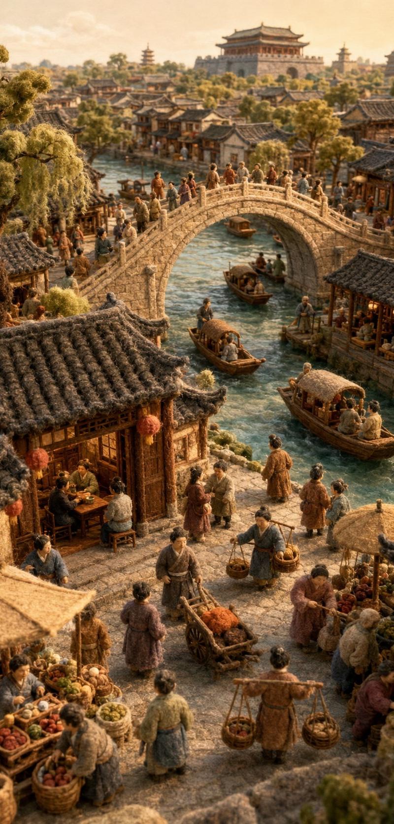 羊毛毡微缩立体模型国家风情画