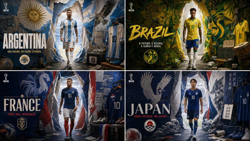 2026世界杯国家队撕纸风格入场通道大片