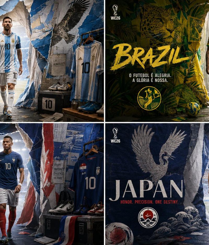 2026世界杯国家队撕纸风格入场通道大片