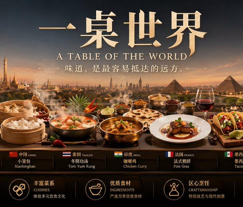 世界美食国家代表超宽连续长卷海报