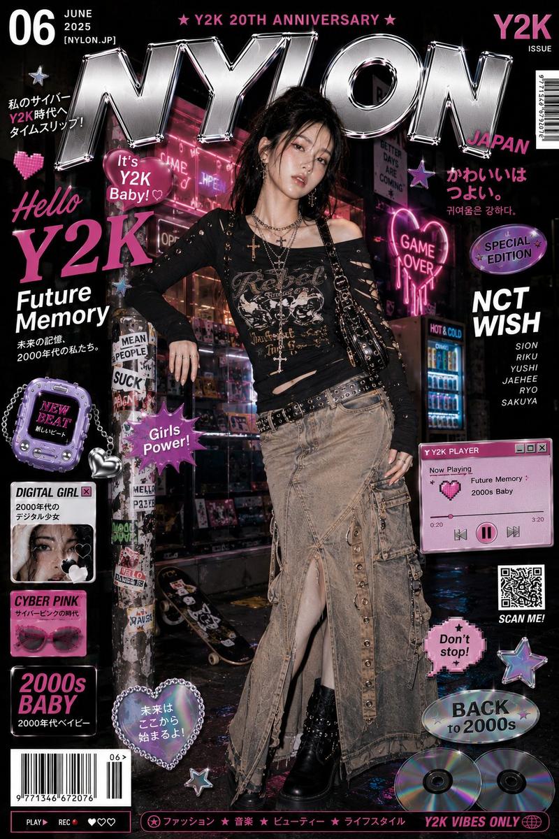 Y2K高奢杂志封面赛博霓虹韩系潮流视觉
