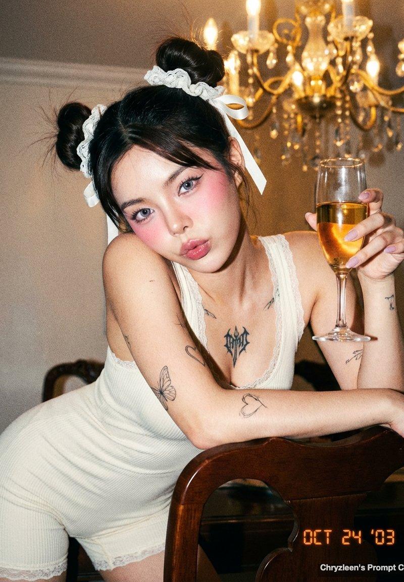 千禧闪光灯下的随性派对辣妹