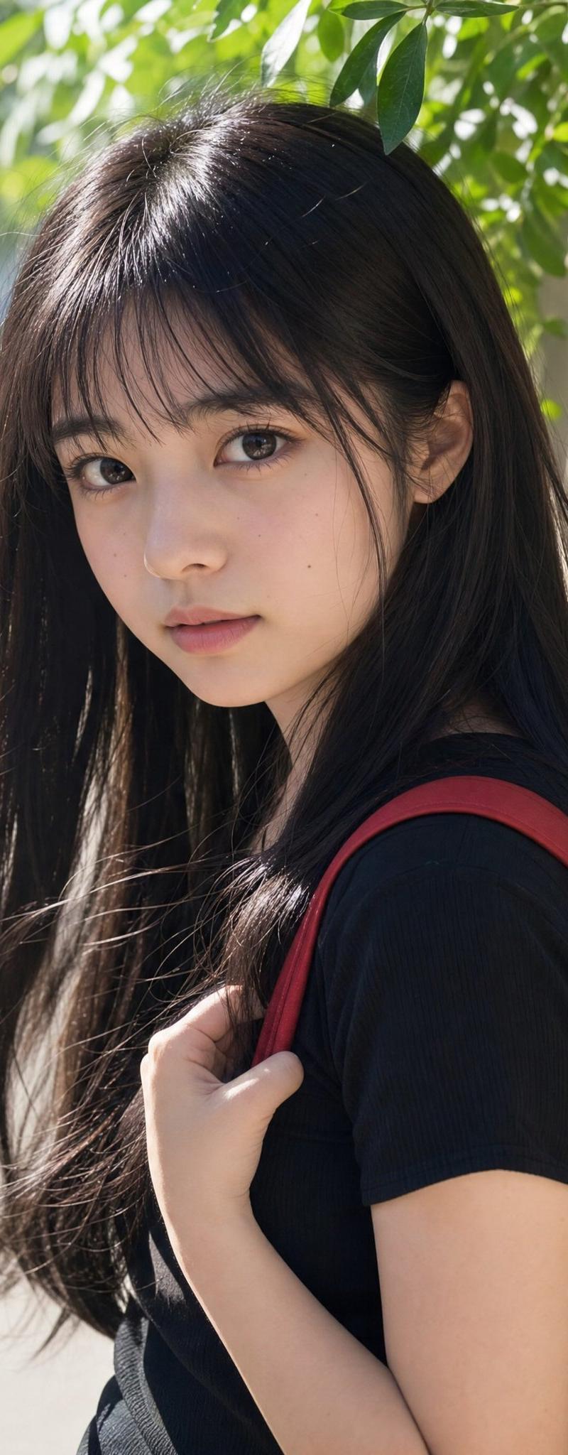 户外系发髻的东亚女子人像摄影