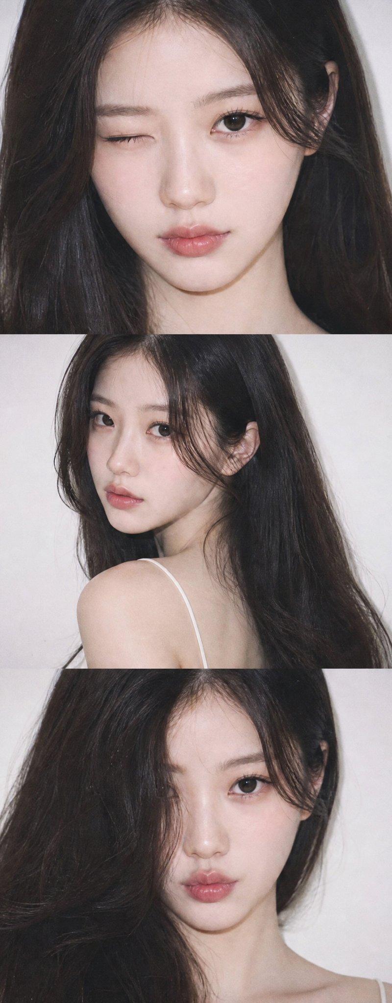 YZK风格少女垂直拼贴三宫格人像