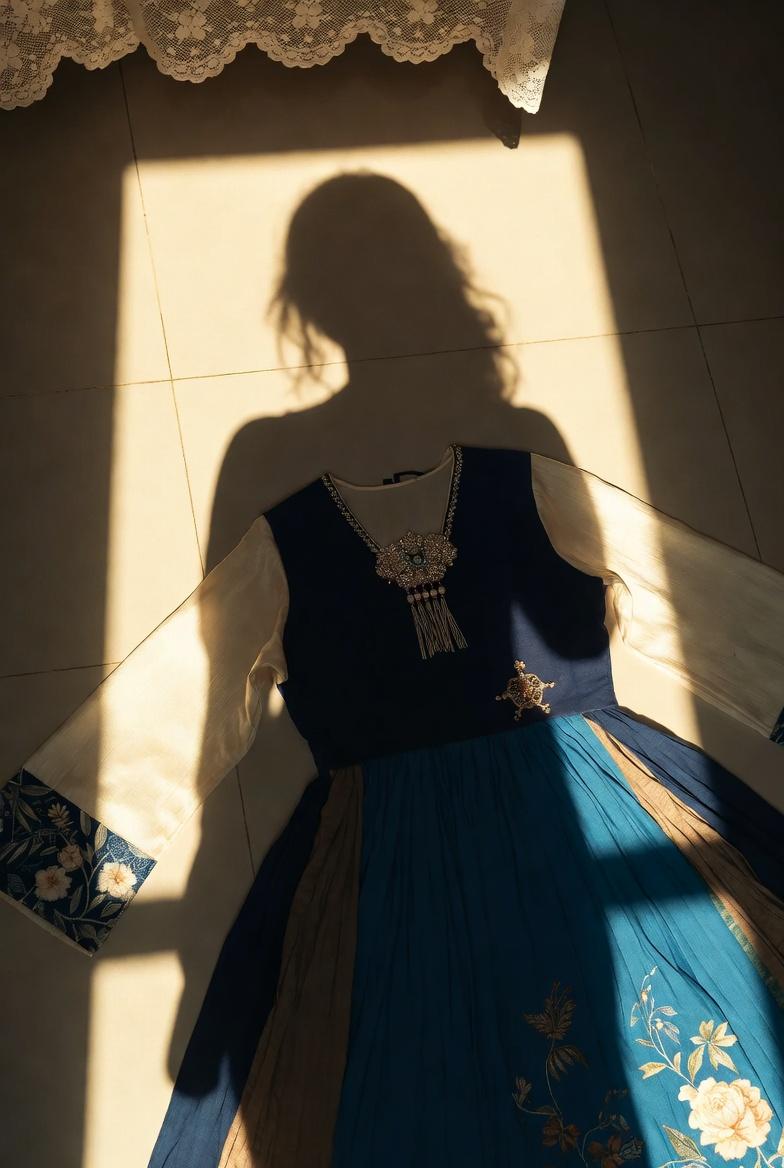 { "subject": { "description": "A feminine human presence shown only as a soft si