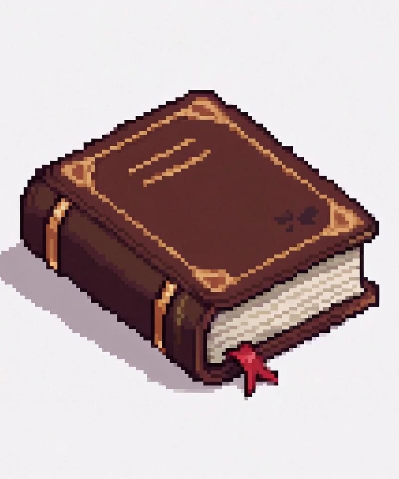 a book, item rpg pixel art white background isometric