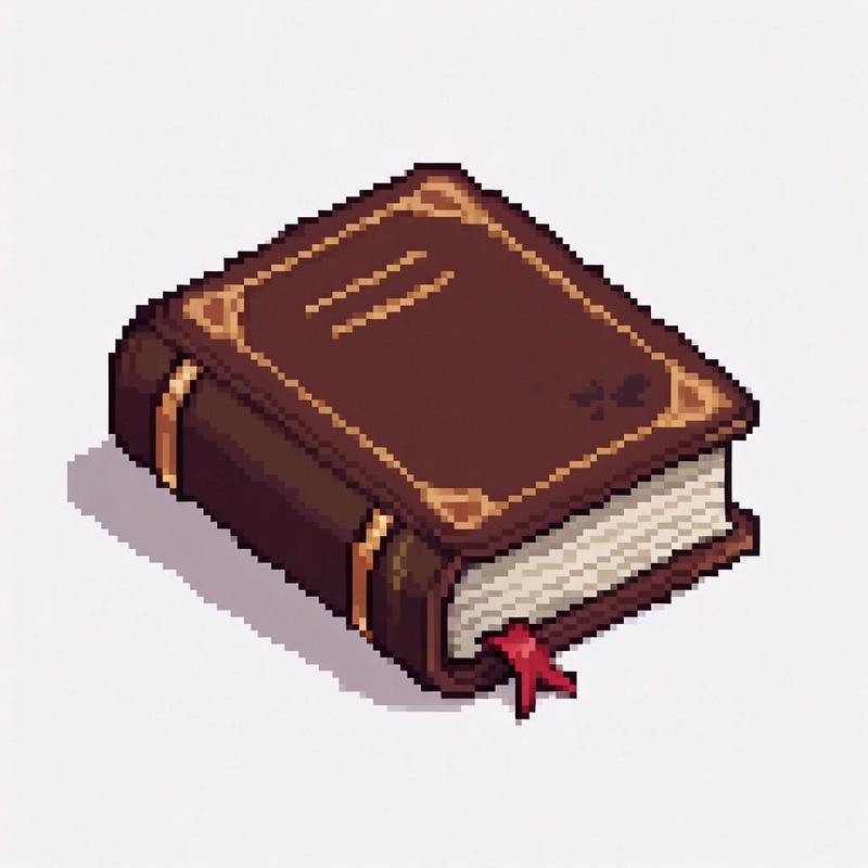 a book, item rpg pixel art white background isometric