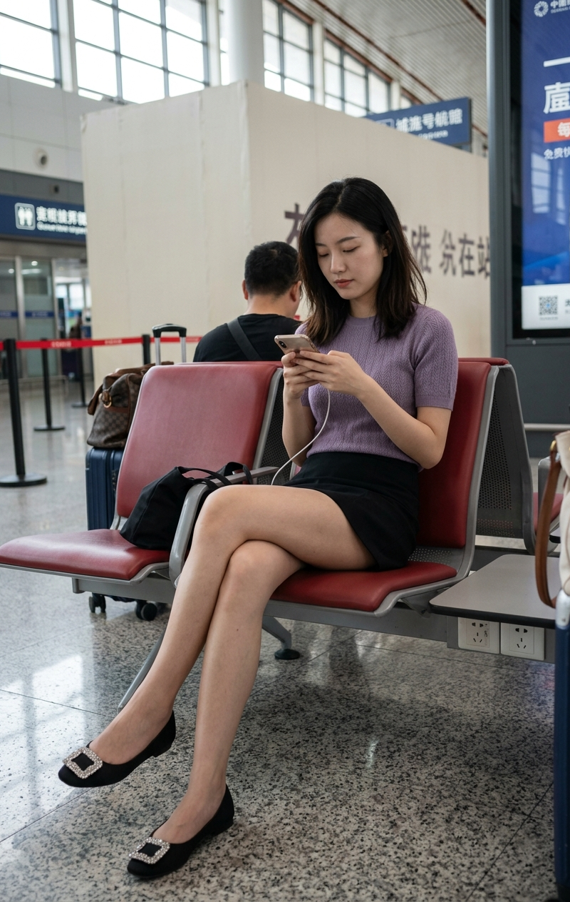 { "subject": { "description": "A young East Asian woman sitting alone in a Chine