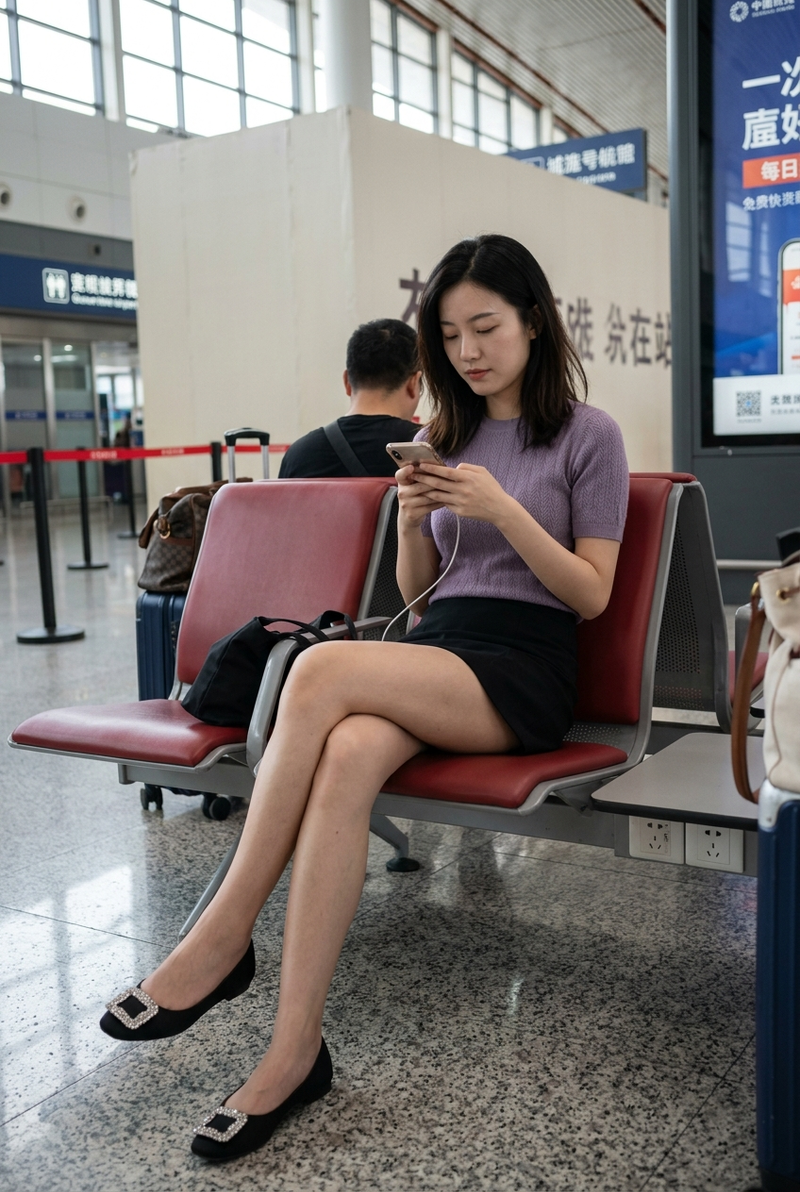 { "subject": { "description": "A young East Asian woman sitting alone in a Chine