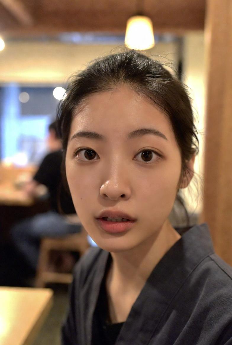 A 22-year-old Japanese woman in an izakaya, captured in a sloppy composition wit