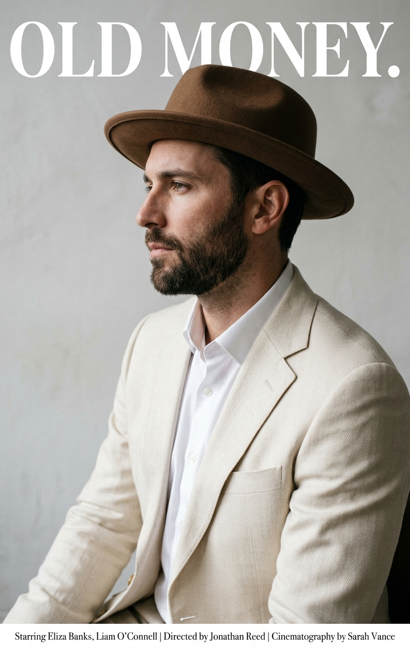 A cinematic magazine-style portrait of a handsome man in side profile, wearing a