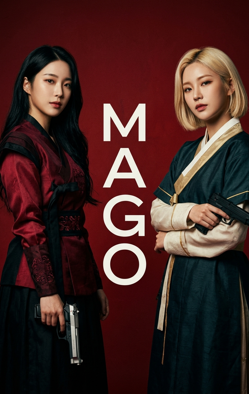 Premium cinematic poster photo, two 20-year-old beautiful Korean female models, 
