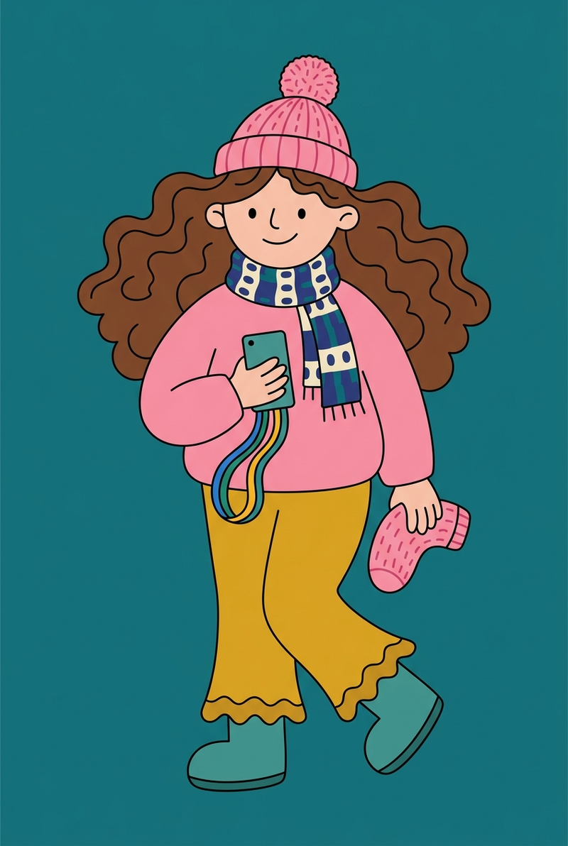 Transform the uploaded image into a full body flat vector illustration with whim