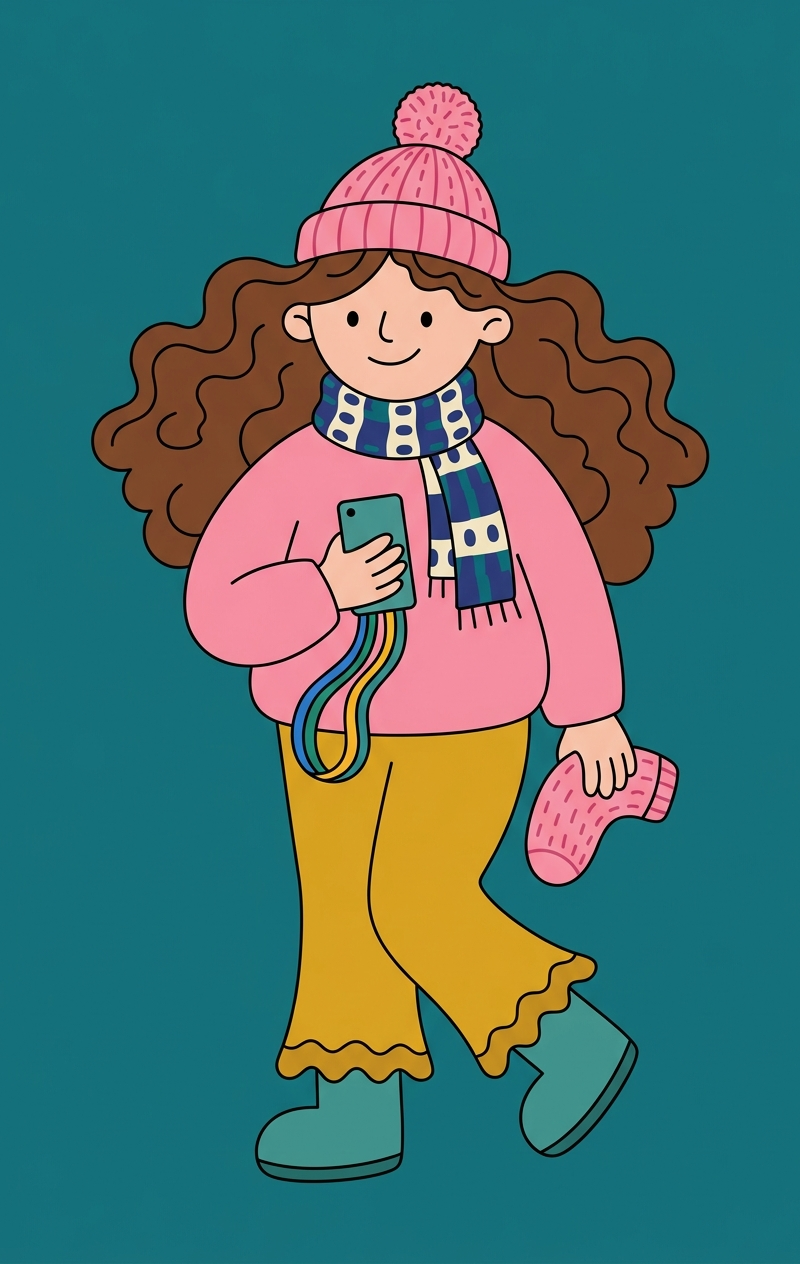 Transform the uploaded image into a full body flat vector illustration with whim