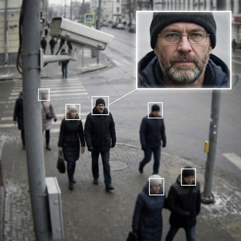 Create a high angle CCTV surveillance shot using the uploaded image as the sourc