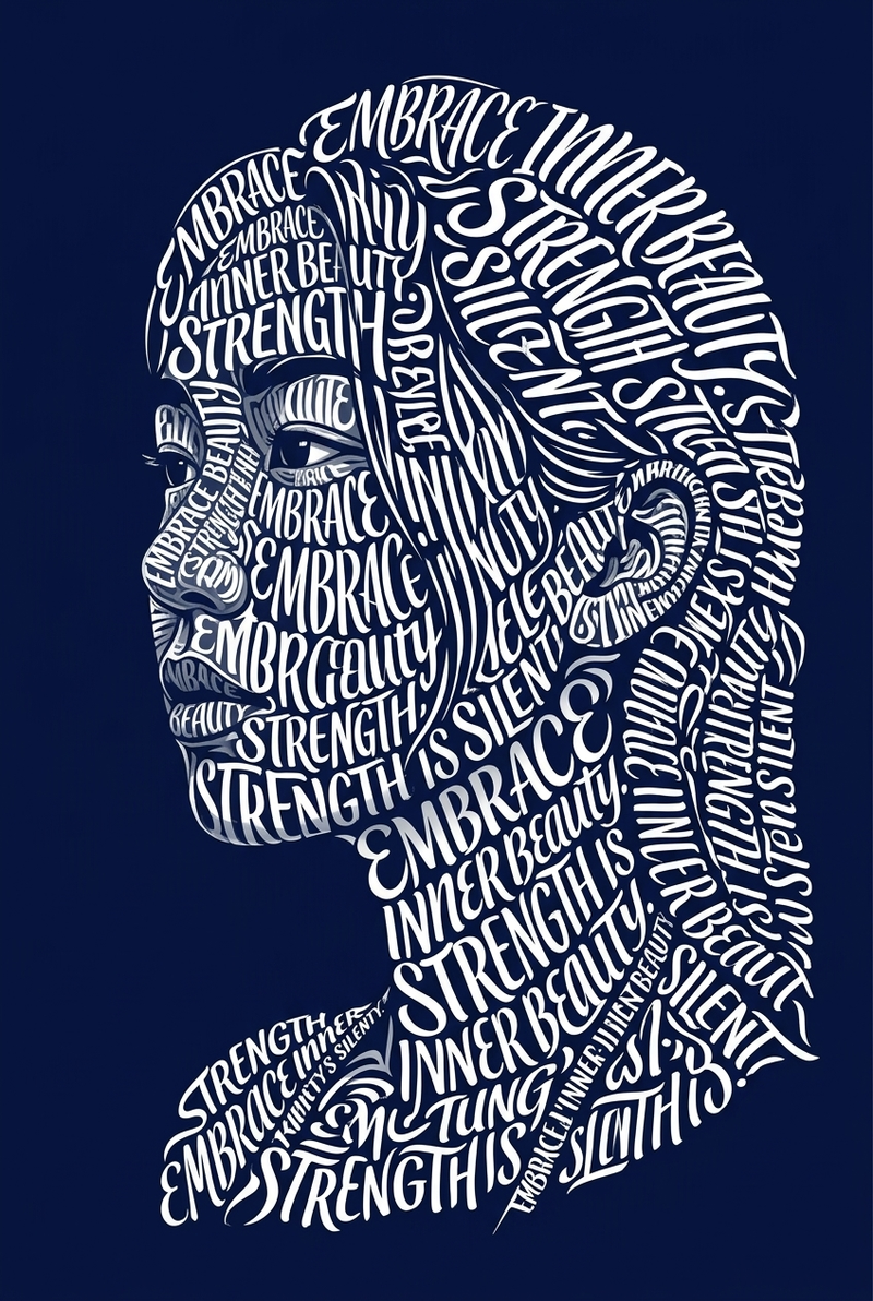 Create a typographic art portrait using the uploaded photo of a person as refere