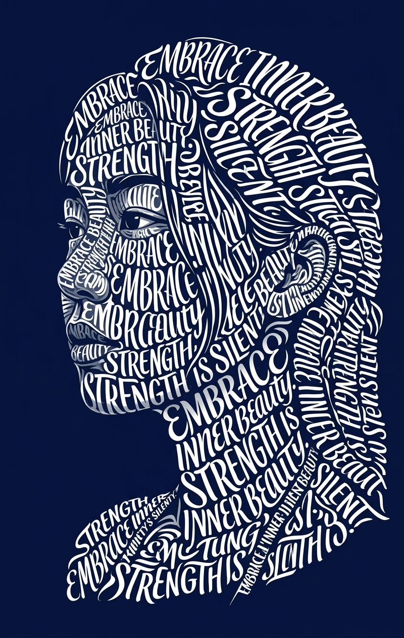 Create a typographic art portrait using the uploaded photo of a person as refere