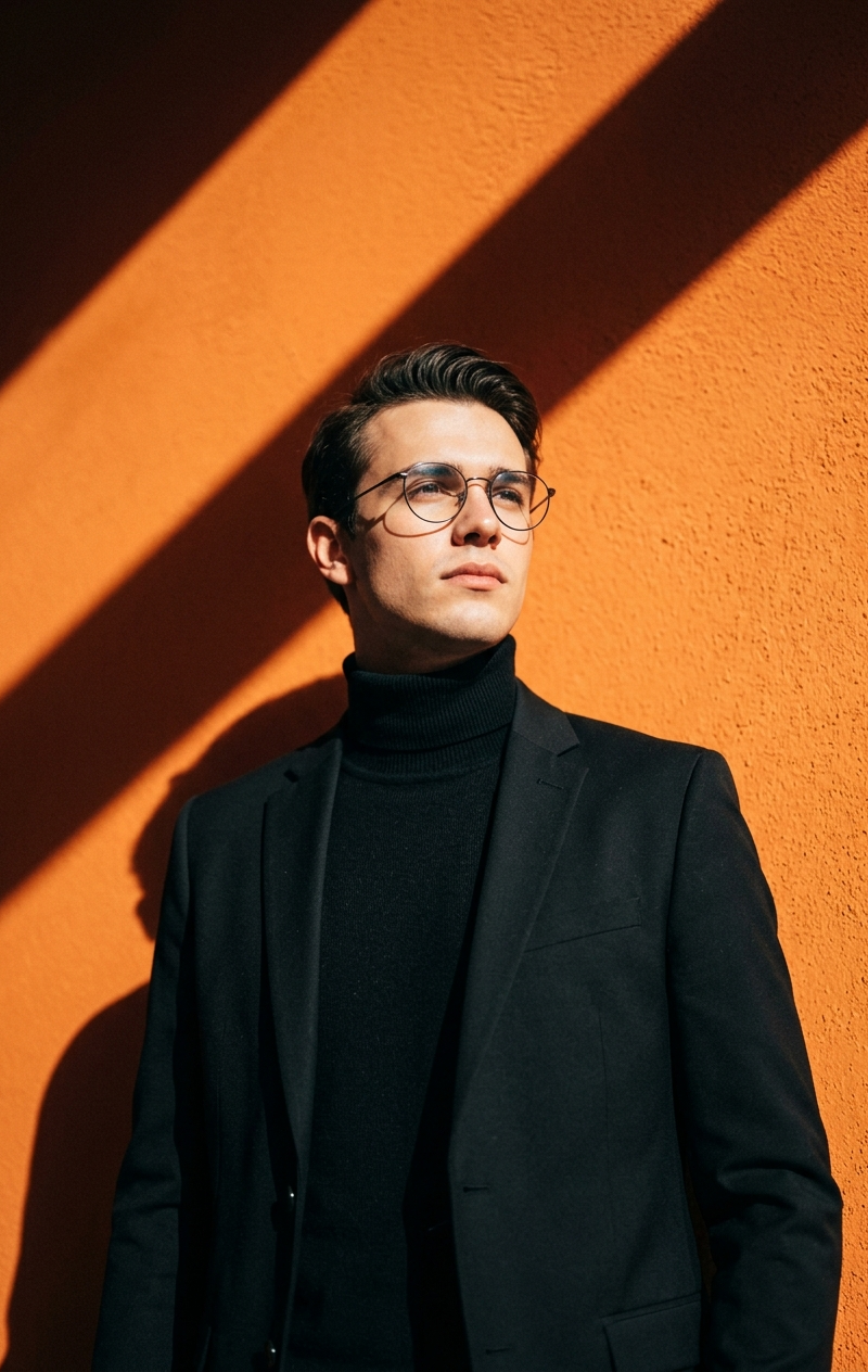 A cinematic, ultra-realistic portrait of a young man modeled on the reference ph