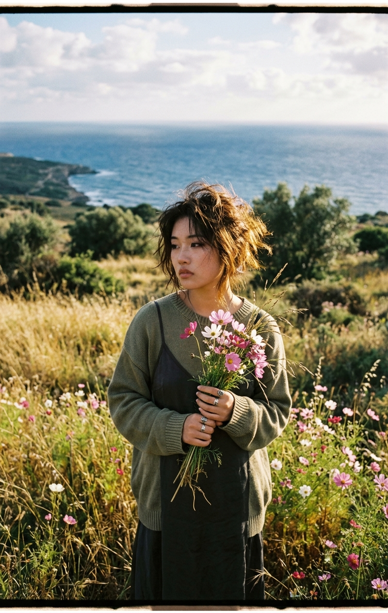 A photographic film photography style with dreamy beauty and dream core feeling