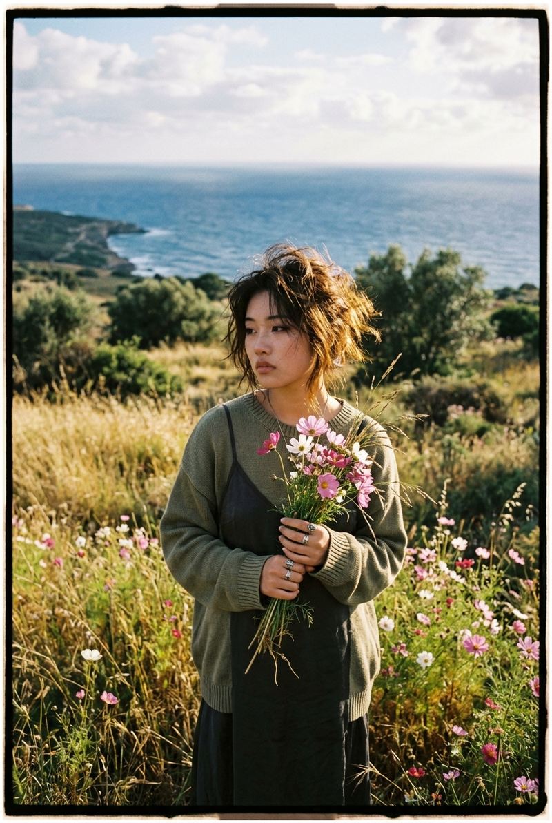 A photographic film photography style with dreamy beauty and dream core feeling