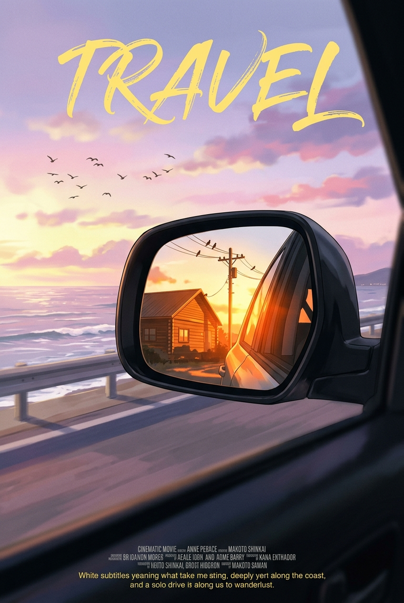 { "subject": { "description": "A cinematic view framing a black car side rearvie