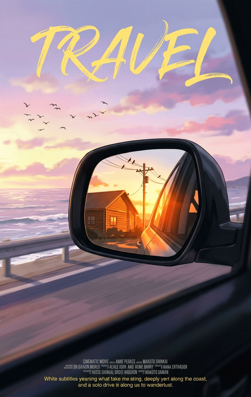 { "subject": { "description": "A cinematic view framing a black car side rearvie