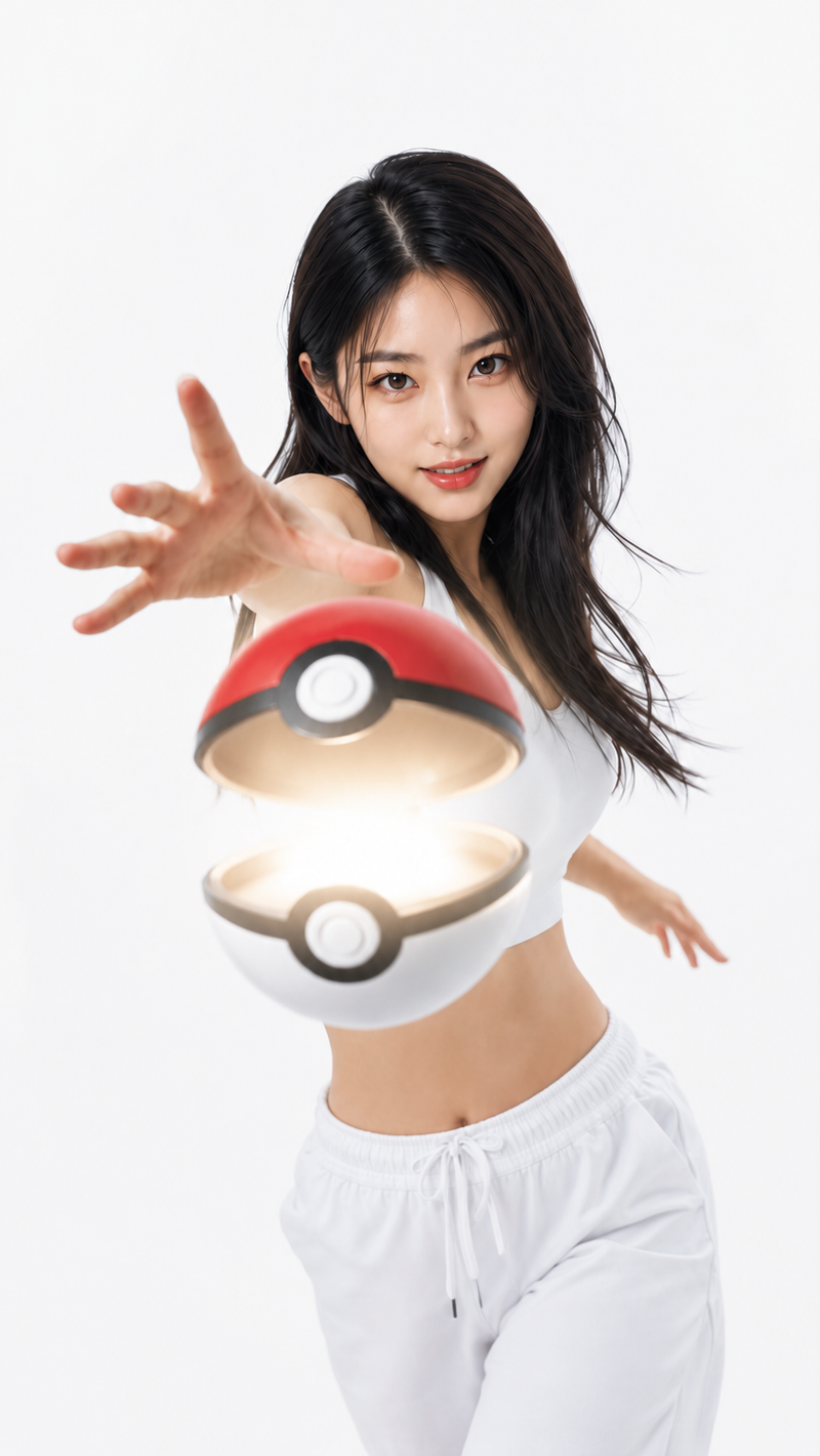 Make the Poké Ball open, and white light will shine inside
