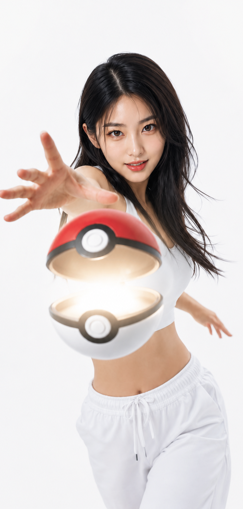 Make the Poké Ball open, and white light will shine inside