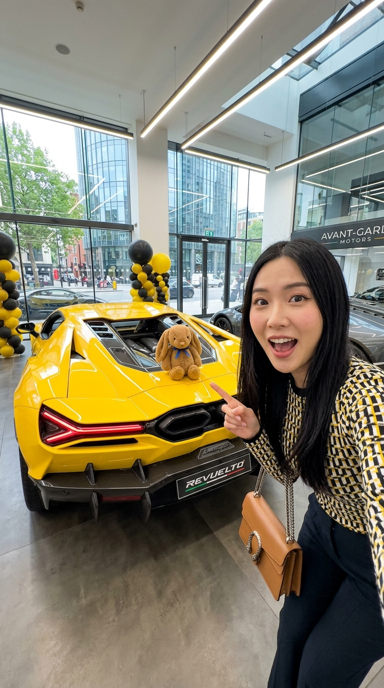 A modern luxury car showroom with floor-to-ceiling glass windows and bright natu