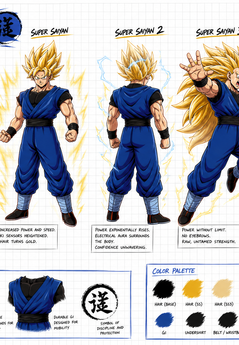 Create a wide, horizontal character reference sheet featuring Salazar
