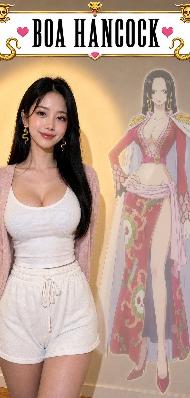 vertical smartphone video frame, realistic Korean adult woman in a cozy home out